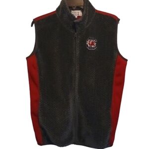 Know Wear South Carolina Gamecocks Fleece Vest Size L Red Gray Zip Front